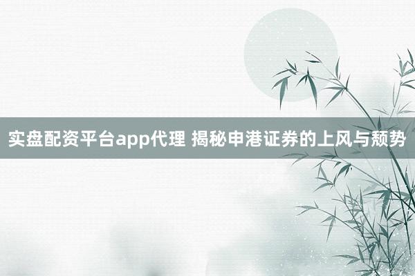实盘配资平台app代理 揭秘申港证券的上风与颓势
