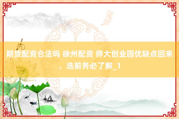 期货配资合法吗 徐州配资 师大创业园优缺点回来,选前务必了解_1
