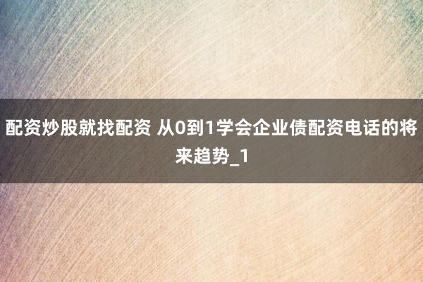 配资炒股就找配资 从0到1学会企业债配资电话的将来趋势_1